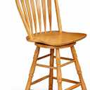Sunset Trading Selections 24" Counter Height Swivel Barstool | Farmhouse Country Cottage Windsor Arrowback Caf Stool | Light Oak Solid Wood | Dining Room Kitchen Home Bar Furniture