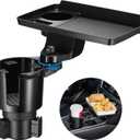 This Hill Cup Holder Tray for Car, 2 in 1 Detachable Car Food Table Tray with Solid Base & Phone Slot,Car Cup Holder Expander with 360Rotation Tray for Travel Road Essentials