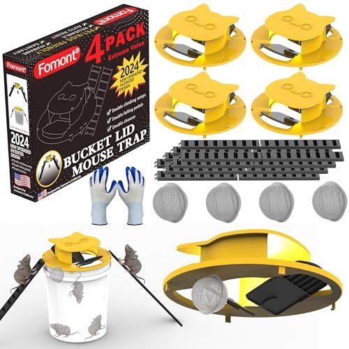 2025 New Upgraded Bucket Lid Mouse Trap-Metal Bait Cage-Auto Reset-5 Gallon Bucket Fit-Humane-Indoor Outdoor-Rat Trap