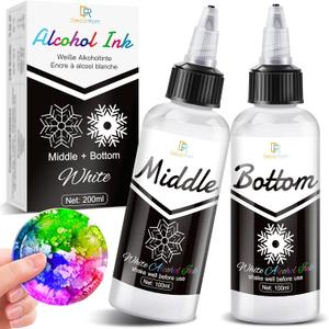 White Alcohol Ink for Epoxy Resin, 7oz Alcohol Ink, Alcohol Inks for Resin, Concentrated Resin Pigment Alcohol-Based Resin Ink Suitable for Coaster, Tumbler, Resin Artworks and Jewelry Decorations