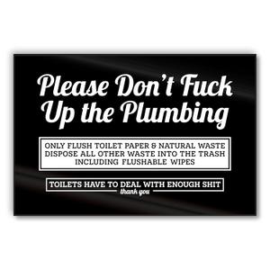 Funny Do Not Flush Sign for Bathroom, 6x4 Please Dont Mess Up the Plumbing Funny Bathroom Signs, Acrylic Please Do Not Flush Anything Except Toilet Paper Sign, Septic System Signs, Made in USA, 3 Packs