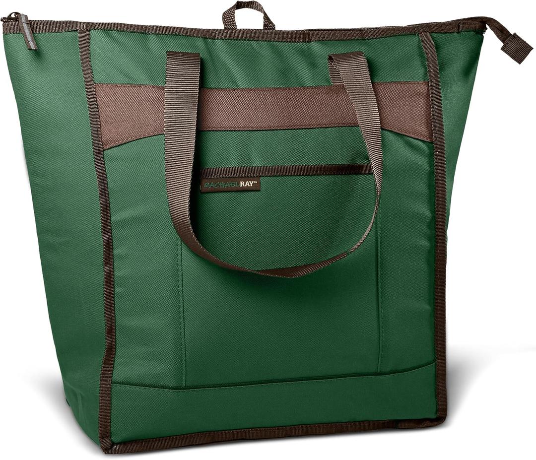 Rachael Ray Chillout Soft Cooler Bag, Large Reusable Insulated Grocery Bag with Zippered Top, Travel Tote for Hot or Cold Food, Grocery Tote Bag