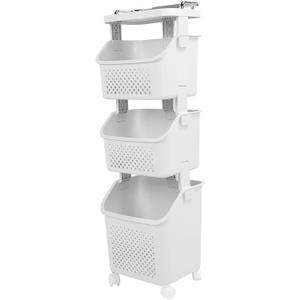 Rolling Laundry Basket Reinforced Clothes Storage Organizer with 4 Wheels for Home Kitchen Bathroom (3 Steps)