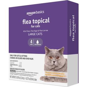 Amazon Basics Topical Flea Treatment for Large Cats (Over 9 Pounds), 4 Count (Previously Solimo)