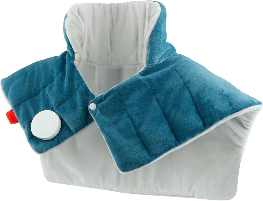 Comfytemp Heating Pad for Neck and Shoulders and Back, 2.6lb Weighted Electric Heating Pads FSA Eligible, Mothers Day Gifts for Mom Women Her, HSA Large Heated Wrap - 9 Heat Settings & 11 Timers, Blue