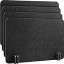 4 Pack Acoustic Freestanding Desk Divider Noise Reducing Desk Privacy Panel 16 x 24 Inch for Table Standing Sound Proof Dividers Desktop Office Furniture Partitions for Classroom (Black Gray)