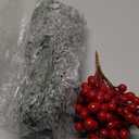 60 Pcs Artificial Christmas Snow Pine Branches with Red Berry Stems, Snowy Faux Greenery Norfolk Pine Cypress Leaves Stems, Berries White Frosted Fake Foliage Pine Needle Picks for Garland Home Decor