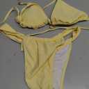 SOLY HUX Women's Halter String Bikini Sets High Cut Cheeky Thong Sexy Two Piece Swimsuits Bathing Suit (Yellow, L)
