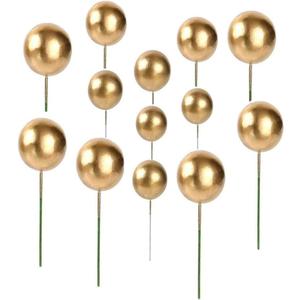Mini Balloon Cake Toppers Round Gold Ball Cupcake Toppers Cake Decorations for Birthday Wedding Anniversary Valentines Party Cake Decoration Supplies 25 PCS (Gold)