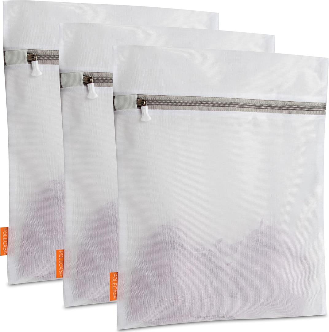 Polecasa 3Pcs Extra Durable Mesh Laundry Bags with Sturdy Zipper for Delicates 12 x 16 Inches (3 Medium)