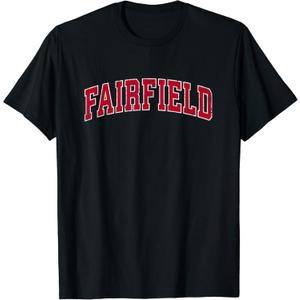 Fairfield Connecticut CT Vintage Sports Design Red Design T-Shirt, Size: M