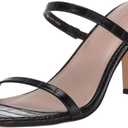 The Drop Women's Avery Square Toe Two Strap High Heeled Sandal (Size 8.5, Black)