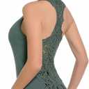 AmlieBoutik Women Scoop Neck Crochet Lace Eyelet Racerback Sleeveless Tank Top