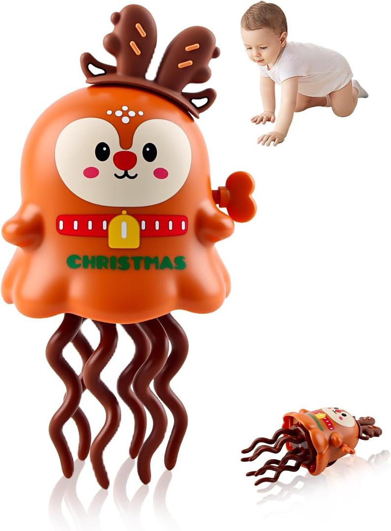 Christmas Wind-Up Dancing Toy for Kids, Funny Crawling & Twist Action, Interactive Toy No Batteries Required, for Children, Holiday Party Favor & Home Decoration