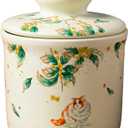 Stoneware Butter Crock with Lid, Ceramic Butter Dish with Water Line, Countertop Butter Keeper, Butter Holder for Countertop, Warm Ivory