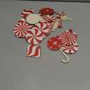 36 Pieces Candy Cane Christmas Ornaments Wood Hanging Decor Xmas Tree Cutouts Peppermint for Home Party Decoration Supplies (Candy Style)