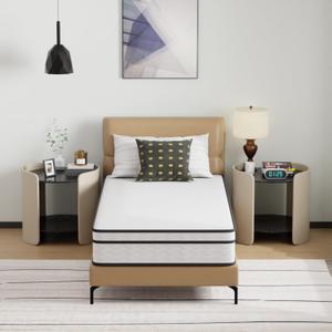 PayLessHere 10 Inch Innerspring Twin Mattress Medium Firm Hybrid Mattress with Removable Cover CertiPUR-US Certified Bed-in-a-Box Pressure Relief Foam Mattress,White