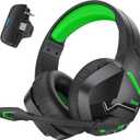 BINNUNE Wireless Gaming Headset for Xbox Series X/S, Xbox One, PS5, 120H Ultra-Long Battery, Bluetooth 5.3 Gaming Headphones with Noise-Canceling Mic, Comfortable Over-Ear Headphones,Green