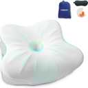 SAHEYER Memory Foam Camping Pillow, Travel Pillows for Sleeping, Neck Support Camping Gear Accessories - Small Pillow Travel Essentials for Sleeping, Backpacking, Hammock, White