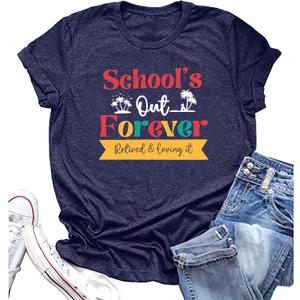 Teacher Shirts for Women Last Day of School Tshirt Schools Out Summer Break Tees Teacher Mode Off Holiday Tops Tee