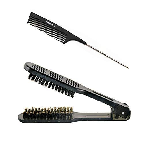Clamp Hair Brush Straightener Detangler Splint Comb Nylon Bristle Double Sided Straightening Brush Air Vented Flat for Wet,Dry,Fine,Thick Natural Hair