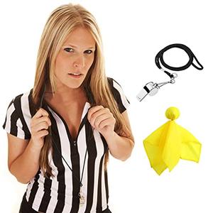redgino Women's Official Referee Shirt Costume Umpire Jersey Short Sleeve Ref Shirts Gear Whistle Yellow Penalty Flag