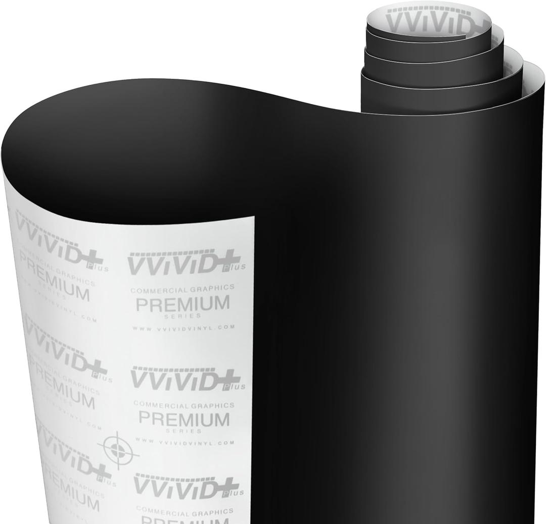 VViViD Black Matte Car Wrap Vinyl Roll with Air Release 3MIL-VViViD8 (8FT X 5FT)