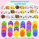 euoloar 24 PCS Prefilled Easter Eggs With Animal Pull Back Car, Filled Easter Eggs for Easter Hunt Game Basket Fillers Kids Party Favors
