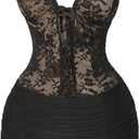 MakeMeChic Women's Fall Floral Lace Mini Dress Party Tie Front Sleeveless Bodycon Mesh Sheer Dresses (Medium, Black)