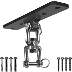 Dolibest Heavy Duty Swing Hanger, Ceiling Mount Swivel Hook, 360 Rotation Wood Beam Holder Body Weight Strength Training Systems, Aerial Yoga Swing & Hammock, Resistance Band for Wooden Sets