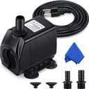 Fountain Pump, 880GPH Submersible Water Pump, Durable 60W Outdoor Fountain Water Pump with 6.5ft Power Cord, 3 Nozzles for Aquarium, Pond, Fish Tank, Water Pump Hydroponics, Backyard Fountain