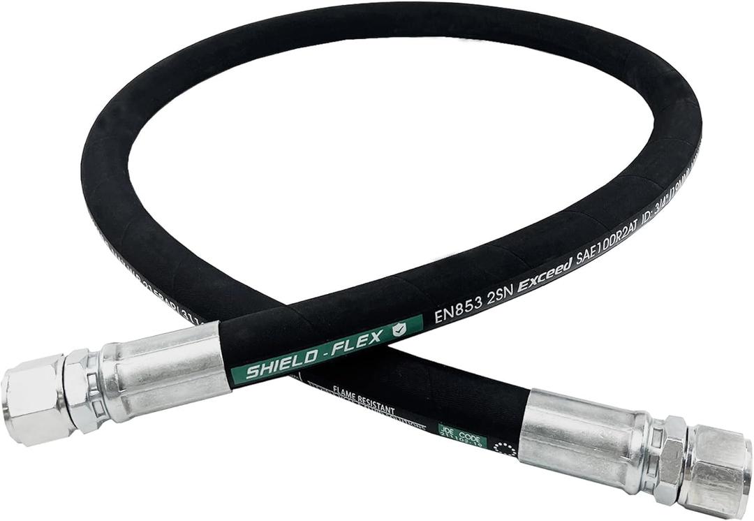 Autovo 26711-12-12-RW Hydraulic Hose Swivel Assembly 3/4 Hydraulic Hose with Female JIC X Female JIC, 36IN, 3118 psi, Black
