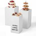 BreezeHug 3 Pcs Extra Large Buffet Food Risers, 20.7", 19.7", 18.7" Acrylic Risers for Buffet Table Display Stand Shelf White Cube Nesting Boxes for Catering Dessert Collectibles Jewelry