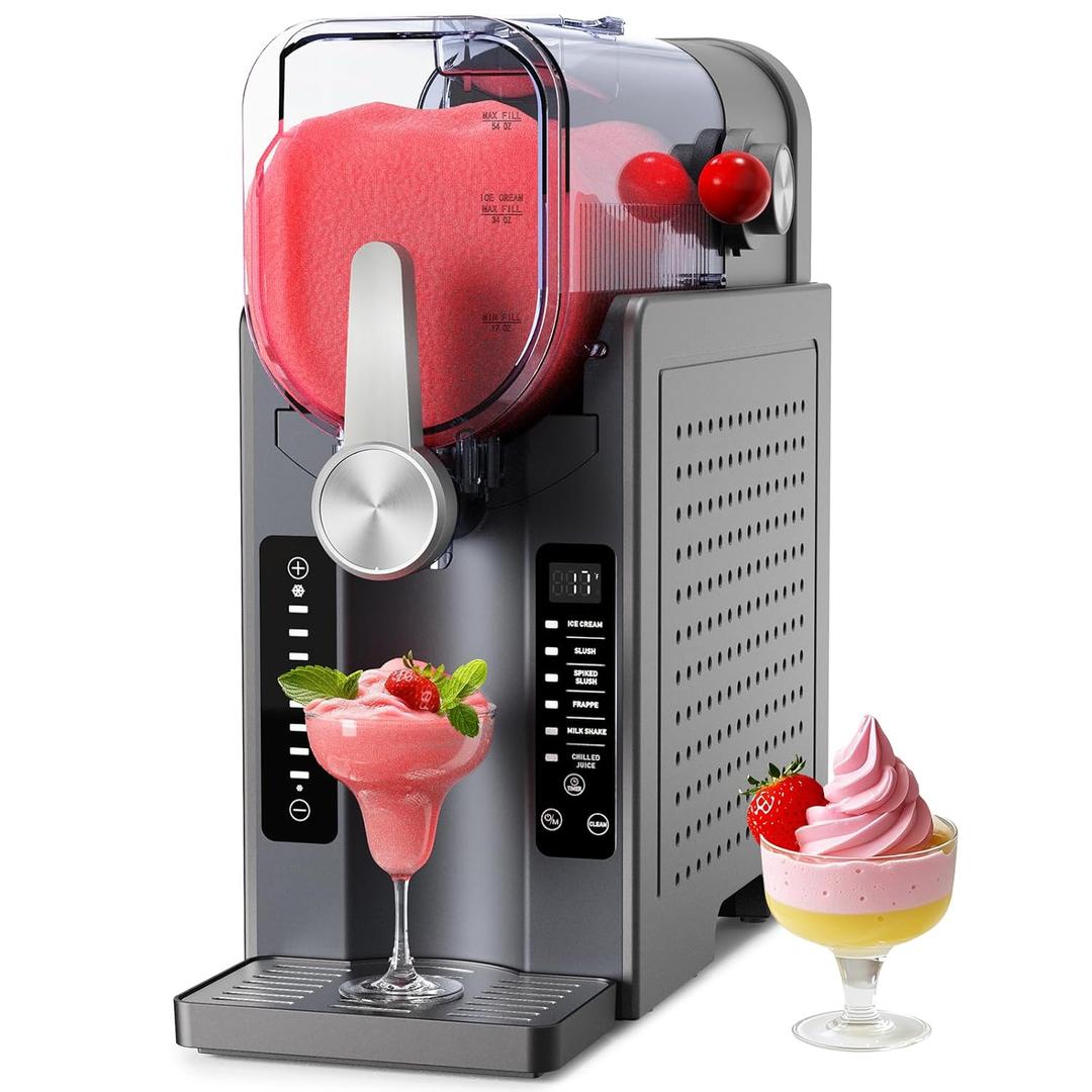 Slushie Machine No Ice Needed: Soft Serve Ice Cream Machine,Slushy Machine for Home with 6 Preset Programs, Quiet Operation, LED Display, Auto-Clean,Perfect for Milkshakes, Margarita Smoothie, Frappes