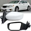 Left Driver White Side Mirror Compatible with Nissan Altima 2013-2018 Sedan Power Glass/Non-Folding/Non-Heated Door Mirrors Outside Rear View Mirror Replace# 963023TH0A
