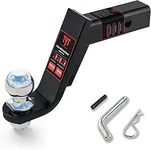 TYT Trailer Hitch Ball Mount with 2 Inch Ball & Pin, Fits 2 Inch Receiver, 7500lbs, 6 Inch Drop, Upgraded Hitch Kit Black with Anti-Rattle Pin