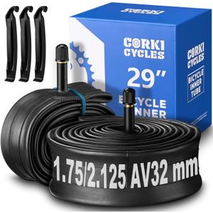 Corki Cycles 29 Inch Mountain Bike Tire Tube 29 x 1.75  2.125  Presta Valve 48mm Schrader Valve 32mm Butyl Rubber 29 MTB Bicycle Inner Tube 2-Pack