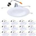 HALO LTE 12-Pack 5/6 in Indoor/Outdoor Recessed LED Trim Can Lights, 600 Lumens, 3000K Soft White, Dimmable, Wet Location, Energy Star, Air-Tite Certified - LTE566930-12PK
