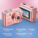 HOTU Mini Keychain Digital Camera, Y2K Pocket-Size Mini Camera, 2MP 1080P Small Camera with 32GB Card, Video Recorder with Long Battery Life for Travel, Party and Vlog (Rose Gold)