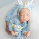 Newborn Photography Props Dragon Style Photo Posing Outfits,(Fits for 13-17 Lbs Baby) Crochet Knitted Romper and Hat,Newborn Photography Accessories for Posing (Costume+Hat,Yellow)
