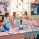 24 Pcs Princess Prince Party Favor Bags with Handles - Prince Princess Castle Goodie Gift Candy Treat Paper Bags for Birthday Gender Reveal Baby Shower Party