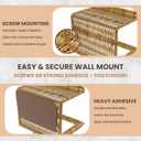 Synthetic Rattan Toilet Paper Holder with Shelf  Fits Mega Rolls, Boho Bathroom Decor Roll Holder for RV, Washroom, Kitchen  Water-Resistant Woven Tissue Dispenser (Natural, Screw Mount)