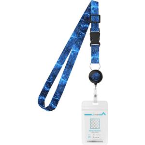 Cruise Ship Lanyard,with Adjustable Badge Lanyard with Detachable Clasp, Waterproof ID Badge Holder for All Cruise Ships and Vessels Key Cards (Blue Starry Sky)