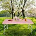 Portable Plastic Folding Table 4ft Heavy Duty White Black Picnic Dining Table Fold-in-Half for Camp Party Kitchen Indoor Outdoor