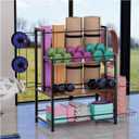 HOYRR Home Gym Storage, 3 Tier Home Gym Storage Rack, Weight Rack for Home Gym, 1 Storage Baskets and 2 Hooks, Suitable Home Dumbbells Kettlebells Yoga Mats Resistance Bands