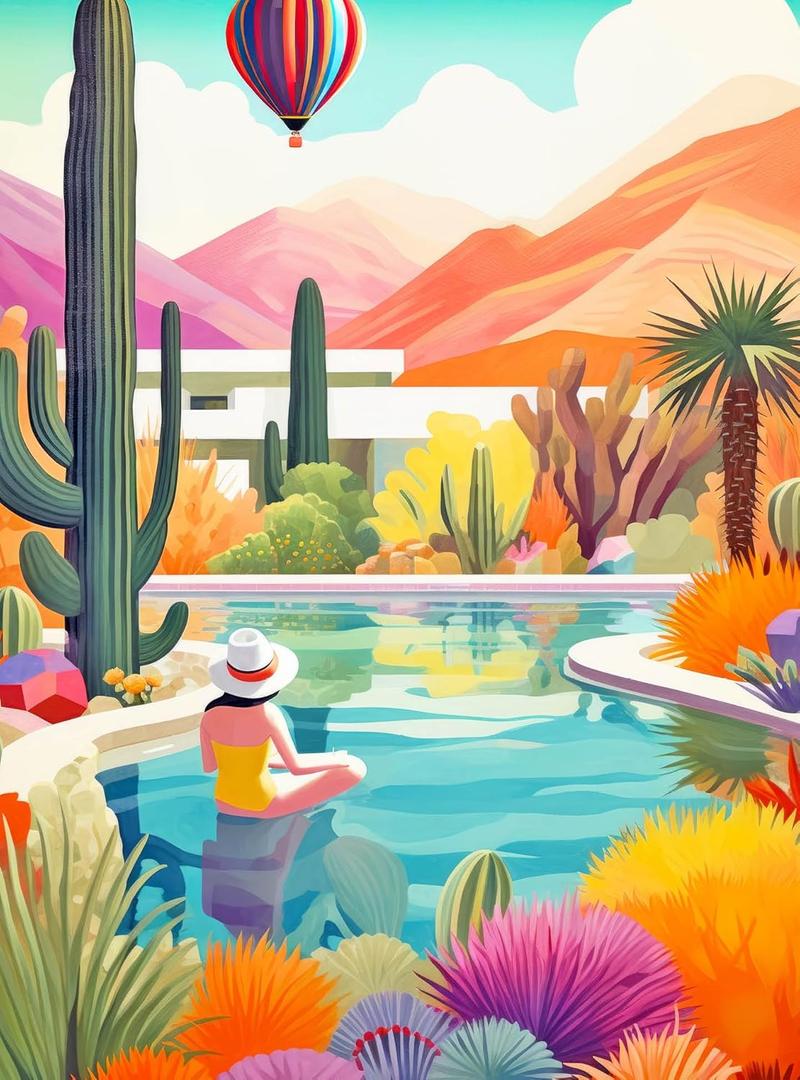 Cross & Glory Jigsaw Puzzles 1000 Pieces - Blossoming Desert: Poolside Paradise - 1000 Piece Landscape Puzzles for Adults | Vibrant Colors | Desert Cactus Succulent | 20x27 Inches | Adult Challenge