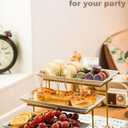 LAUCHUH 3 Tier Serving Tray, Porcelain Serving Platter Tier Serving Stand with Collapsible Sturdier Rack, Serving Trays and Platters Dessert Party Display Set for Mother's Day, Gold, 12 Inch