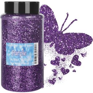 2 x Purple Chunky Glitter, 14.11oz/400g Craft Glitter Powder for Epoxy Tumblers, Hair Face Body Eye Nail Art Festival, DIY Party Decorations