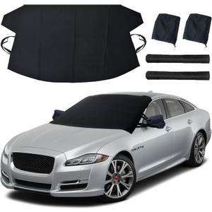 EcoNour Windshield Cover for Ice and Snow | Windshield Snow Cover with Side Mirror Cover & Wiper Protection | Oxford Fabric Winter Cover for Cars, SUVs, Trucks | Medium (69"x42")