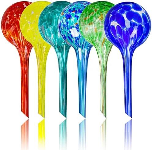 Mission Gallery Plant Watering Globes Set of 6 - Small Self Watering Globes for Indoor & Outdoor Plants - Multicolored, Automatic, Glass Watering Bulbs for Daily Use, Plant Watering Devices